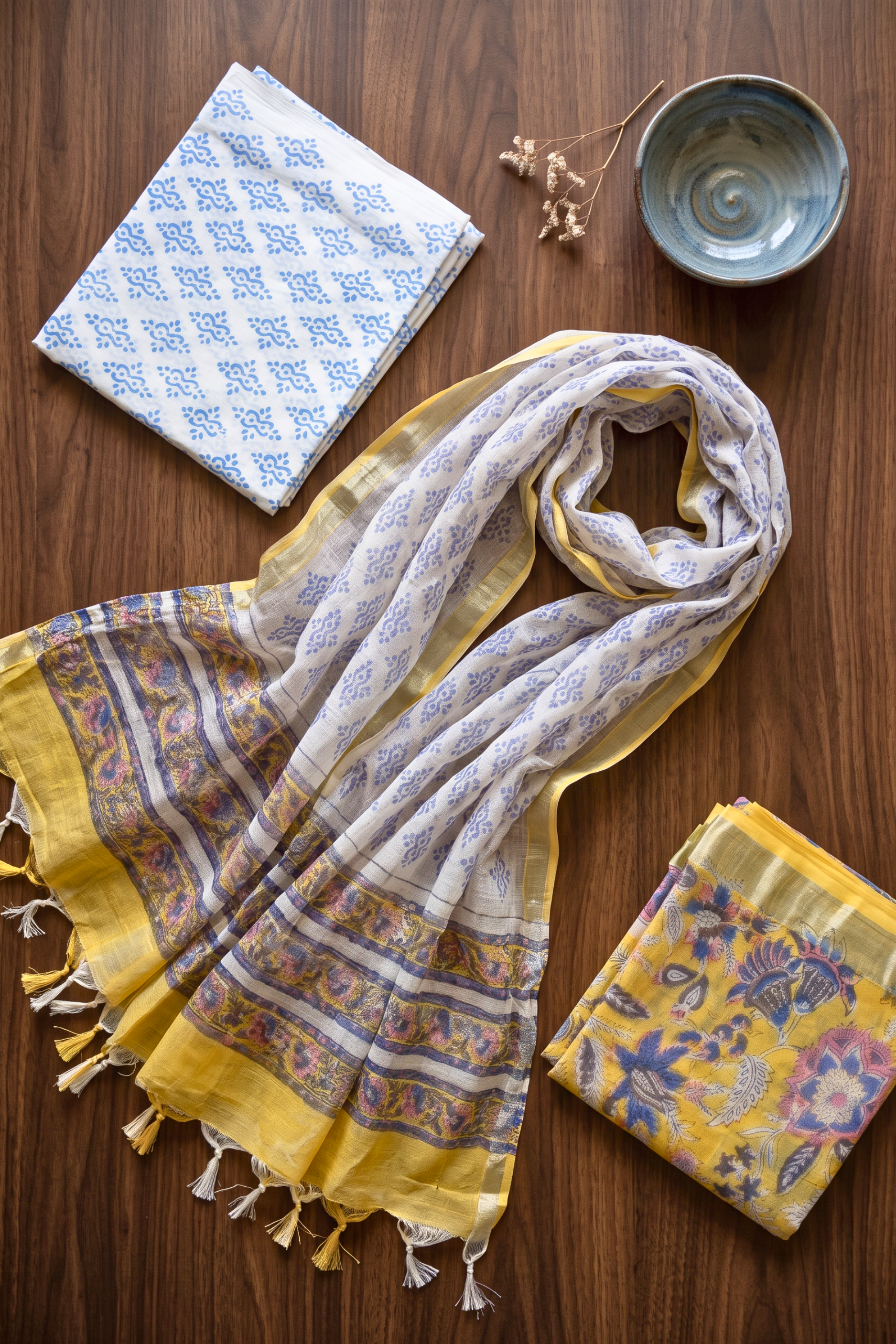 YELLOW PRINTED LINEN