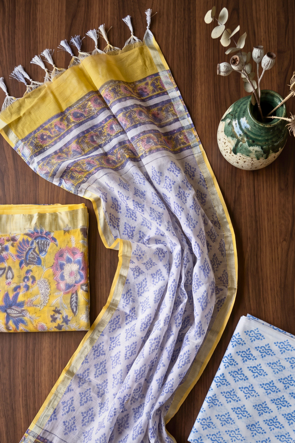 YELLOW PRINTED LINEN